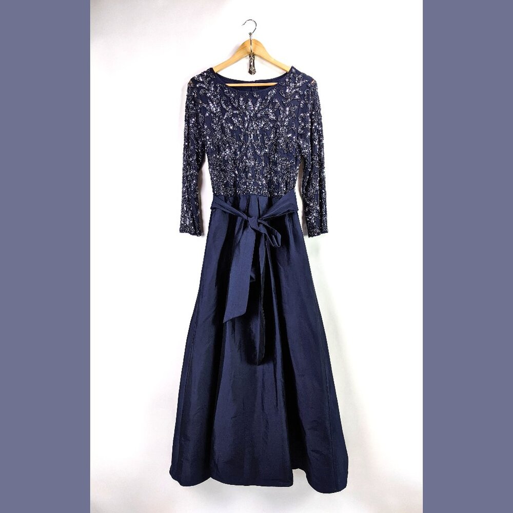 Pisarro Nights Womens Sequin Bodice Evening Gown Blue Size M